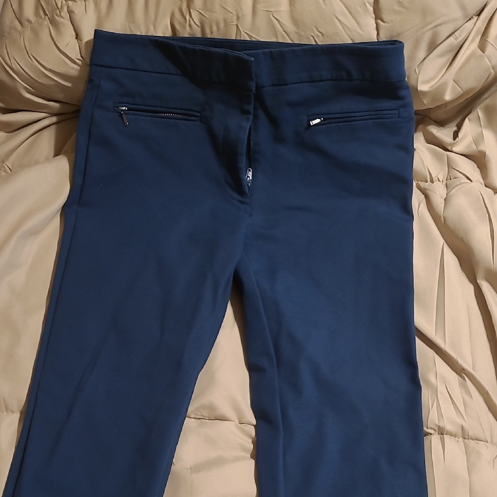 Navy Blue Trousers with Zipper Pockets